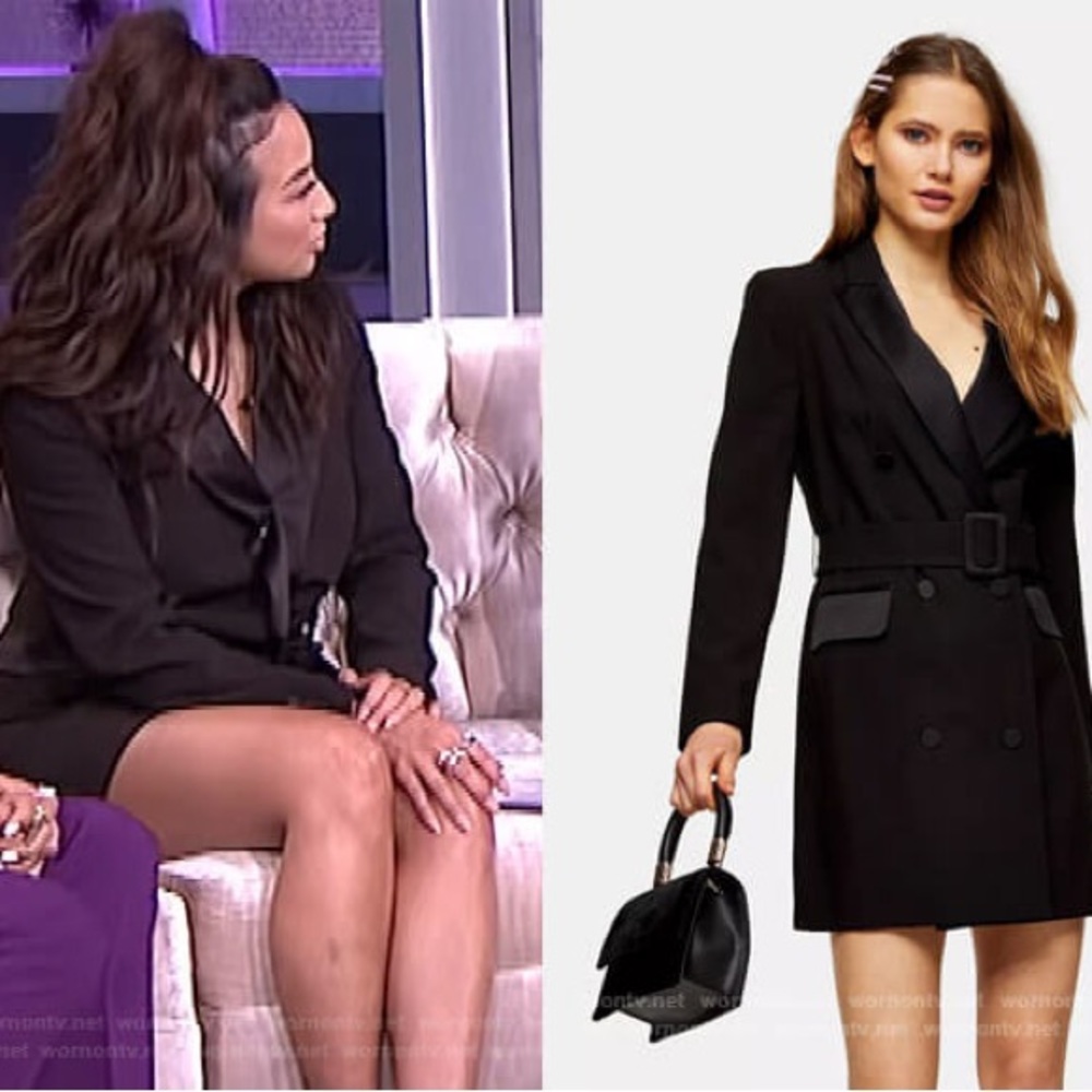 Topshop Satin Trim Black Blazer Dress 12 - Picture 11 of 11
